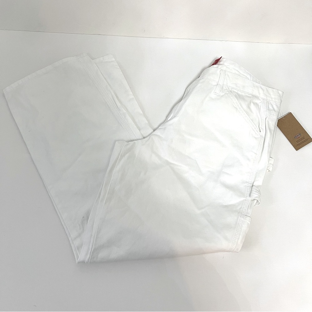 Dickies Juniors White Relaxed Carpenter Pant -Denim Material Fabric Size 15 / 32